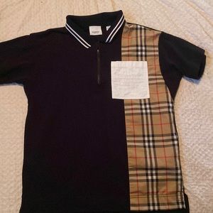 Boys Burberry collared zip up polo